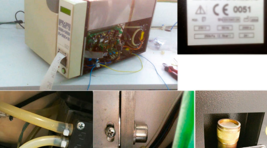 Collage detalles de piezas autoclave Euronda. Servicio Técnico multimarca reparación en Au-autoclav.es