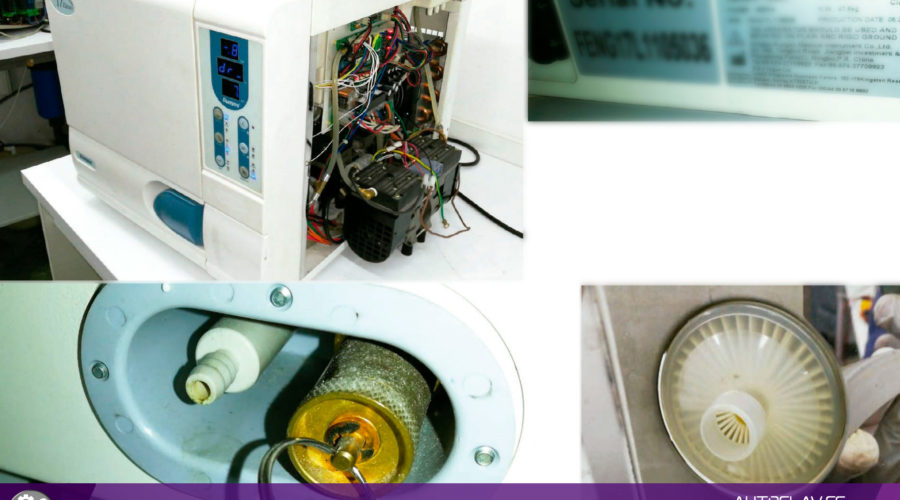 Tapa abierta y filtros autoclave Runyes. Servicio Técnico multimarca reparación en Au-autoclav.es