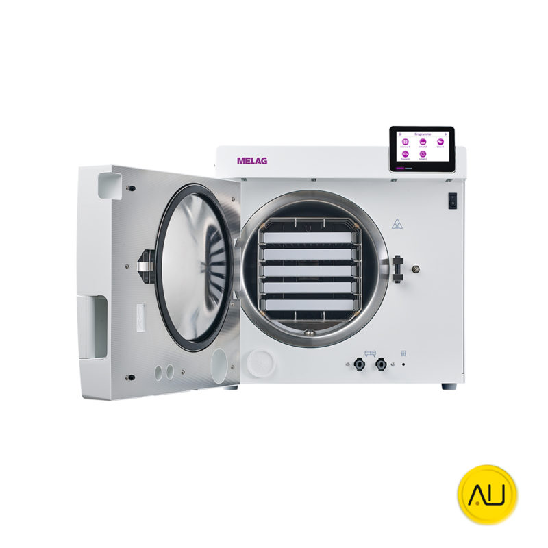 Frontal puerta abierta autoclave Melag SteriHero Vet 23 S en venta para comprar en la tienda de autoclav.es