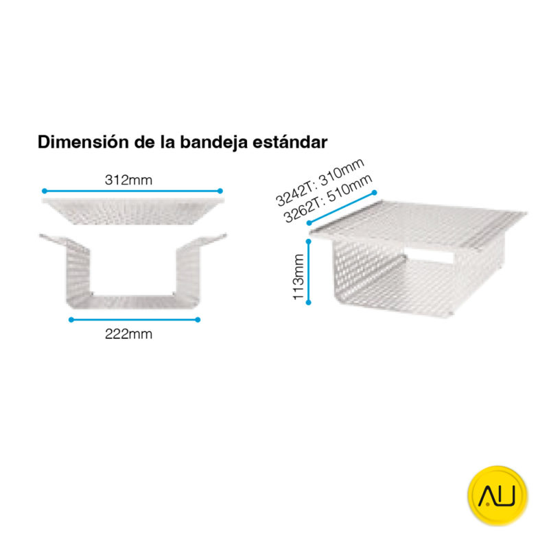 Dimensiones bandeja estandar autoclave ClaveLab 3242T y 3262T de IcanClave en venta para comprar en la tienda de autoclav.es