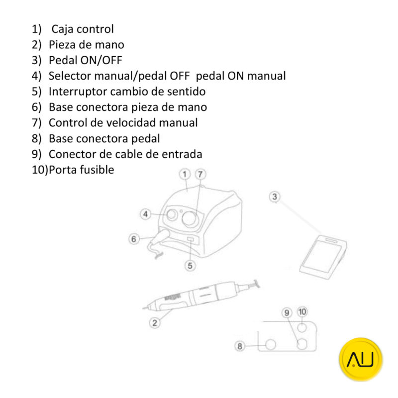 Partes articulo torno o micromotores Strong 207B marca Abshot Tecnics en venta para comprar en la tienda de autoclav.es