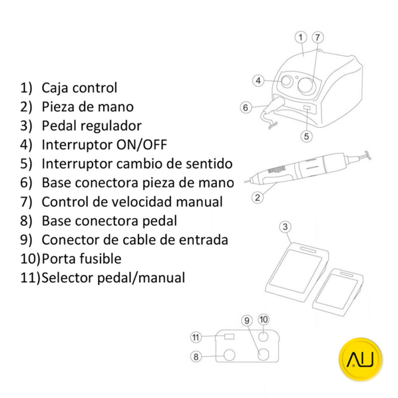 Partes torno o micromotores Strong 207S marca Abshot Tecnics en venta para comprar en la tienda de autoclav.es