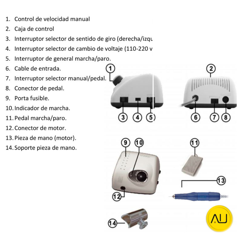 Partes articulo torno o micromotores Strong 210 marca Abshot Tecnics en venta para comprar en la tienda de autoclav.es