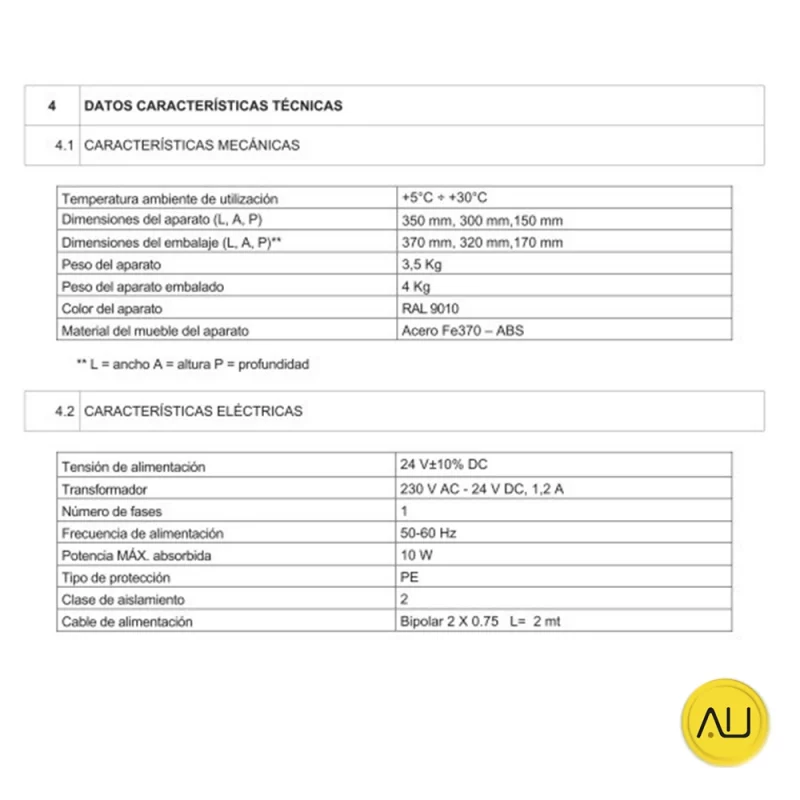 Características técnicas tratamiento de agua Pura de Tecno-Gaz en venta para comprar en la tienda de autoclav.es