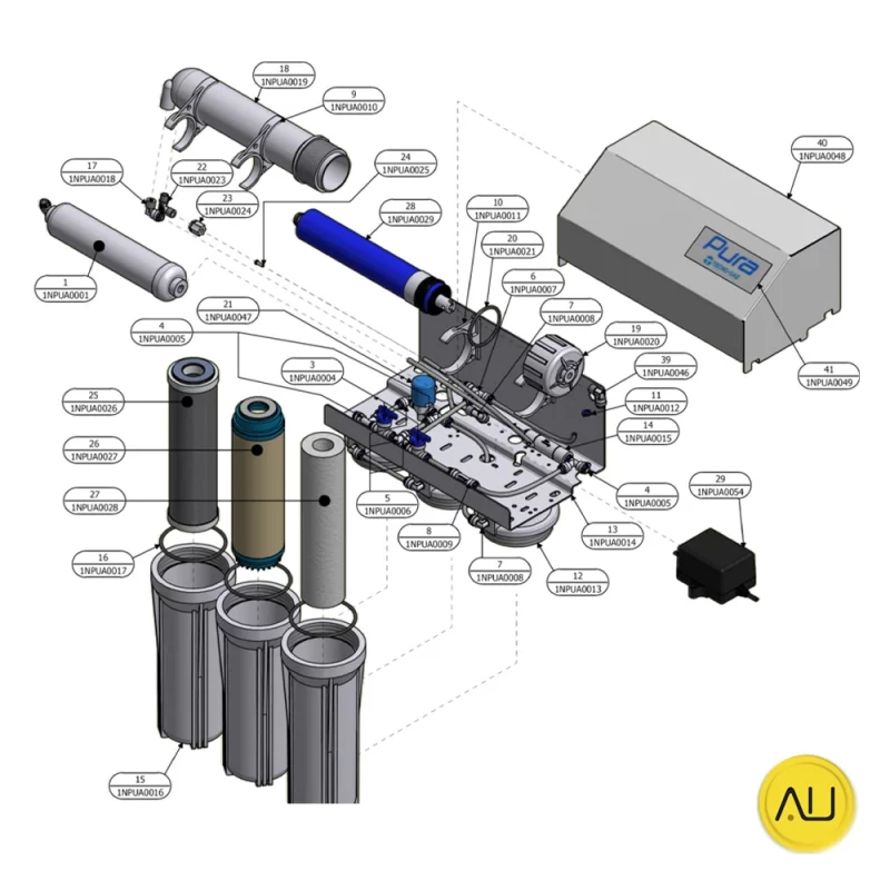 Diagrama despiece tratamiento de agua Pura de Tecno-Gaz en venta para comprar en la tienda de autoclav.es