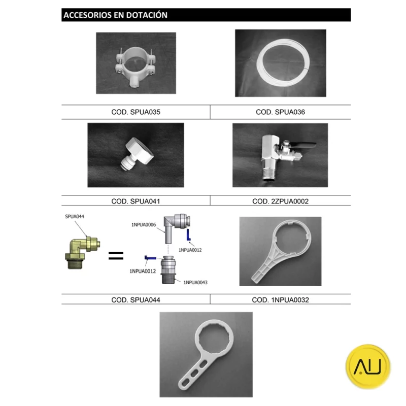 Accesorios dotación tratamiento de agua Pura Plus de Tecno-Gaz en venta para comprar en la tienda de autoclav.es