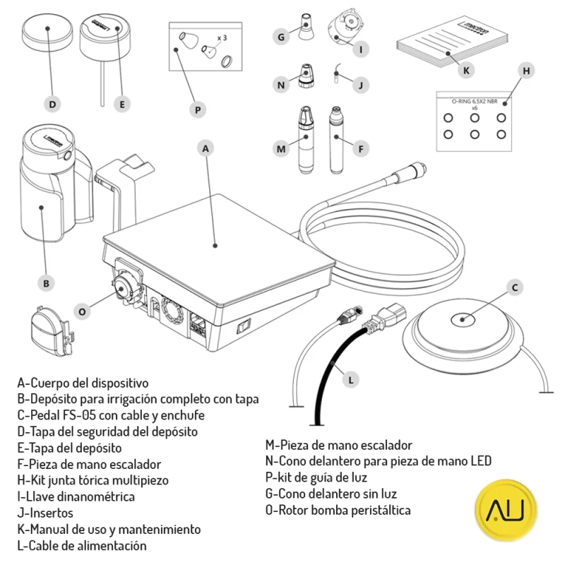 Entrega componentes profilaxis Multipiezo de MECTRON en venta para comprar en la tienda de Autoclav.es